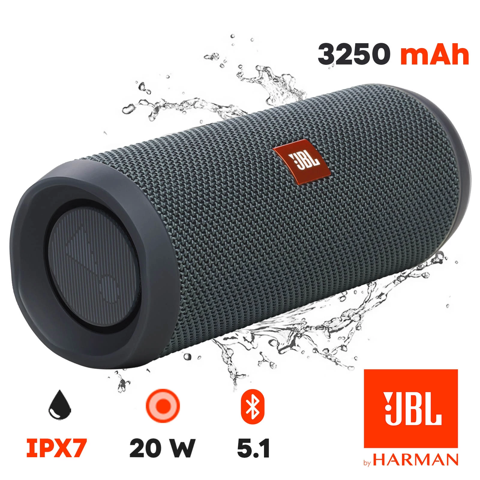 Enceinte Bluetooth JBL Flip Essential 2, Étanche IPX7 Et Autonomie 10H - Bleu 3 Enceinte Bluetooth JBL Flip Essential 2, Étanche IPX7 Et Autonomie 10H - Bleu