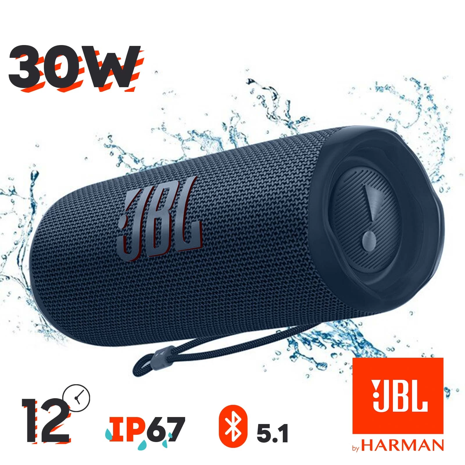 Enceinte Sans-fil JBL Flip 6, Son Harman Ultra-puissant, Étanche IP67 - Autonomie 12H - Bleu 3 Enceinte Sans-fil JBL Flip 6, Son Harman Ultra-puissant, Étanche IP67 - Autonomie 12H - Bleu