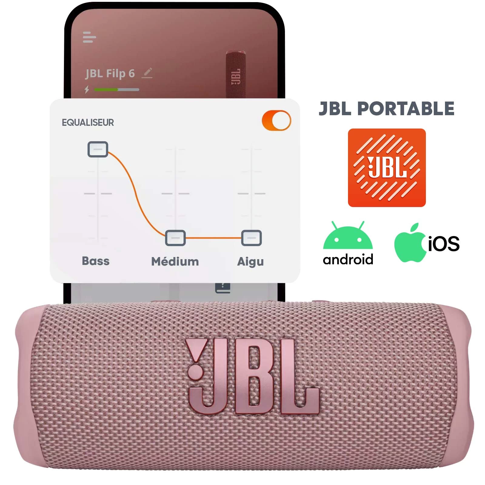 Enceinte Sans-fil JBL Flip 6, Son Harman Ultra-puissant, Étanche IP67 - Autonomie 12H - Rose 8 Enceinte Sans-fil JBL Flip 6, Son Harman Ultra-puissant, Étanche IP67 - Autonomie 12H - Rose – Image 6