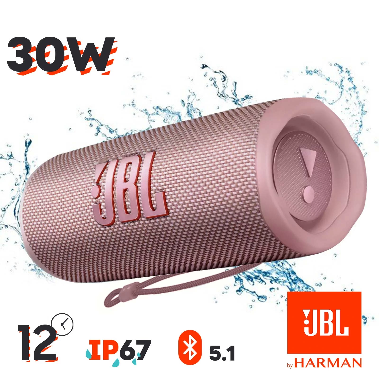 Enceinte Sans-fil JBL Flip 6, Son Harman Ultra-puissant, Étanche IP67 - Autonomie 12H - Rose 3 Enceinte Sans-fil JBL Flip 6, Son Harman Ultra-puissant, Étanche IP67 - Autonomie 12H - Rose
