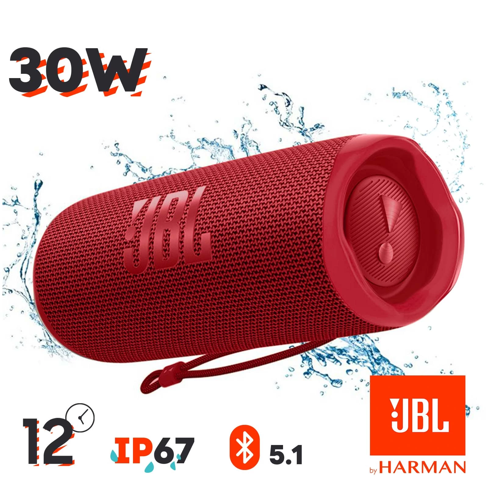 Enceinte Sans-fil JBL Flip 6, Son Harman Ultra-puissant, Étanche IP67 - Autonomie 12H - Rouge 3 Enceinte Sans-fil JBL Flip 6, Son Harman Ultra-puissant, Étanche IP67 - Autonomie 12H - Rouge
