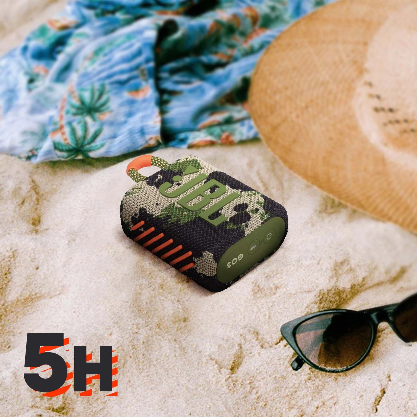 Enceinte Bluetooth JBL Go 3, Étanche IP67 Ultra-compact Avec Son Puissant - Autonomie 5H - Camouflage 6 Enceinte Bluetooth JBL Go 3, Étanche IP67 Ultra-compact Avec Son Puissant - Autonomie 5H - Camouflage – Image 4