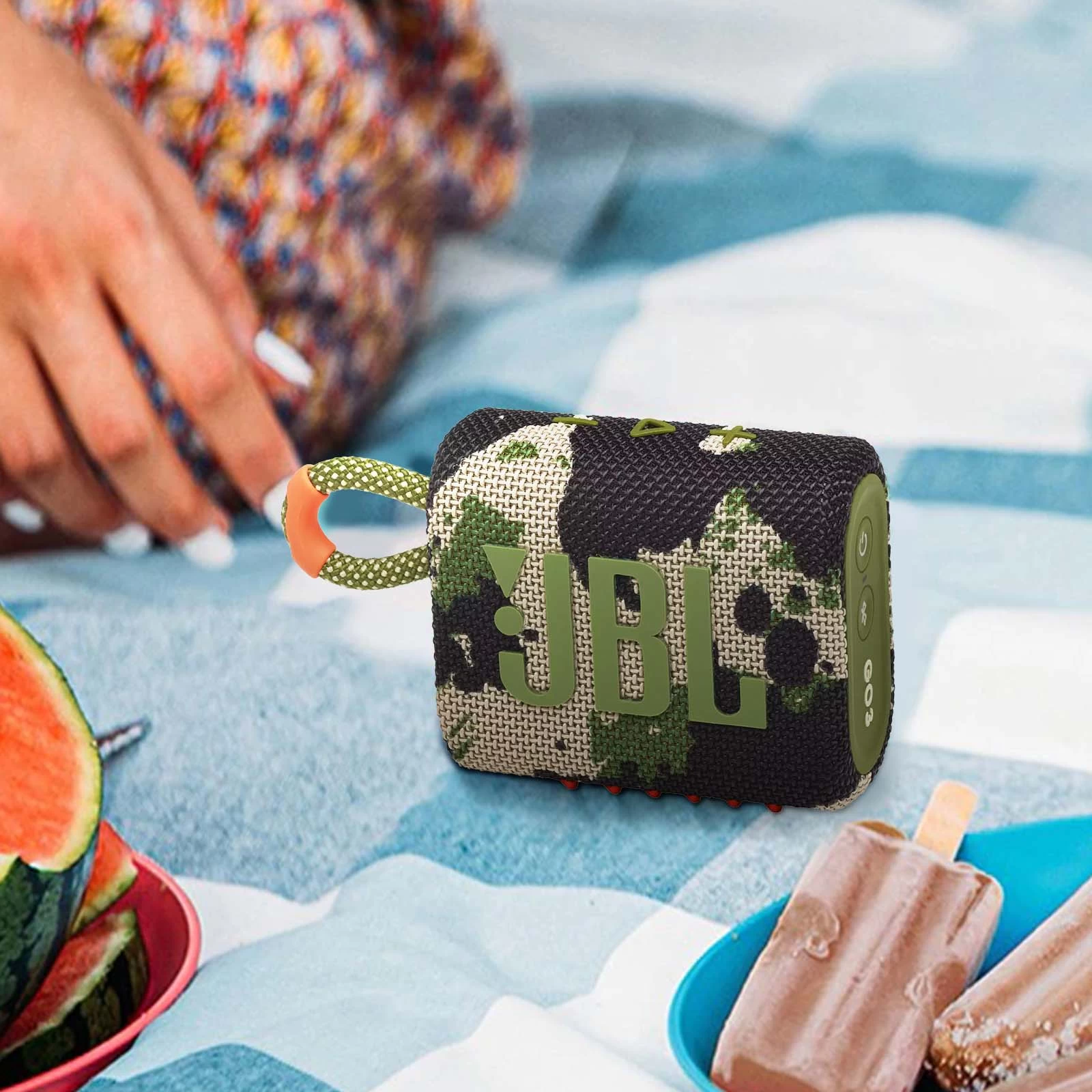 Enceinte Bluetooth JBL Go 3, Étanche IP67 Ultra-compact Avec Son Puissant - Autonomie 5H - Camouflage 8 Enceinte Bluetooth JBL Go 3, Étanche IP67 Ultra-compact Avec Son Puissant - Autonomie 5H - Camouflage – Image 6