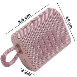 Enceinte Bluetooth JBL Go 3, Étanche IP67 Ultra-compact Avec Son Puissant - Autonomie 5H - Rose -Musique recherchée. spik jbl go3 pk 8