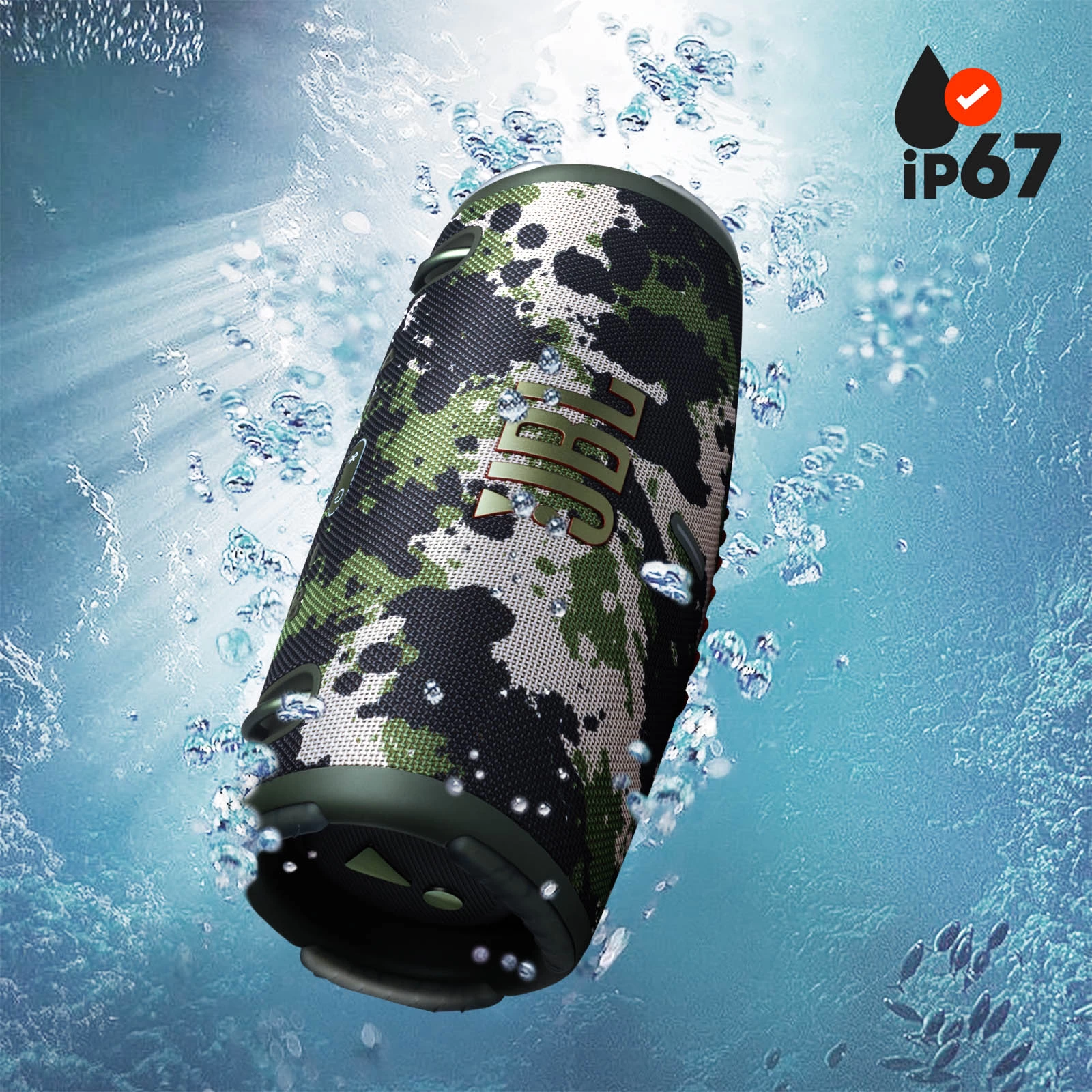 Enceinte Sans Fil JBL Xtreme 3, Basses Profondes Autonomie 15 Heures, Étanche IP67 Avec Sangle - Camouflage 5 Enceinte Sans Fil JBL Xtreme 3, Basses Profondes Autonomie 15 Heures, Étanche IP67 Avec Sangle - Camouflage – Image 3