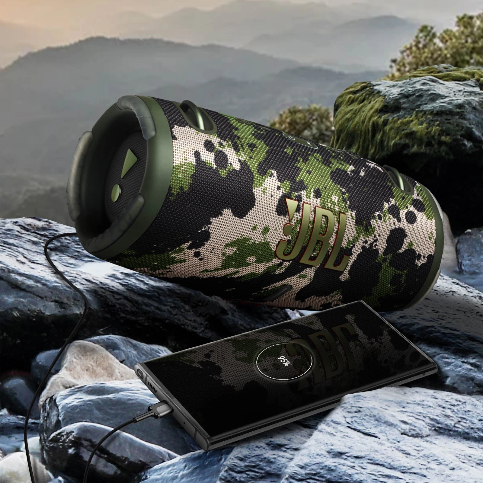 Enceinte Sans Fil JBL Xtreme 3, Basses Profondes Autonomie 15 Heures, Étanche IP67 Avec Sangle - Camouflage 6 Enceinte Sans Fil JBL Xtreme 3, Basses Profondes Autonomie 15 Heures, Étanche IP67 Avec Sangle - Camouflage – Image 4