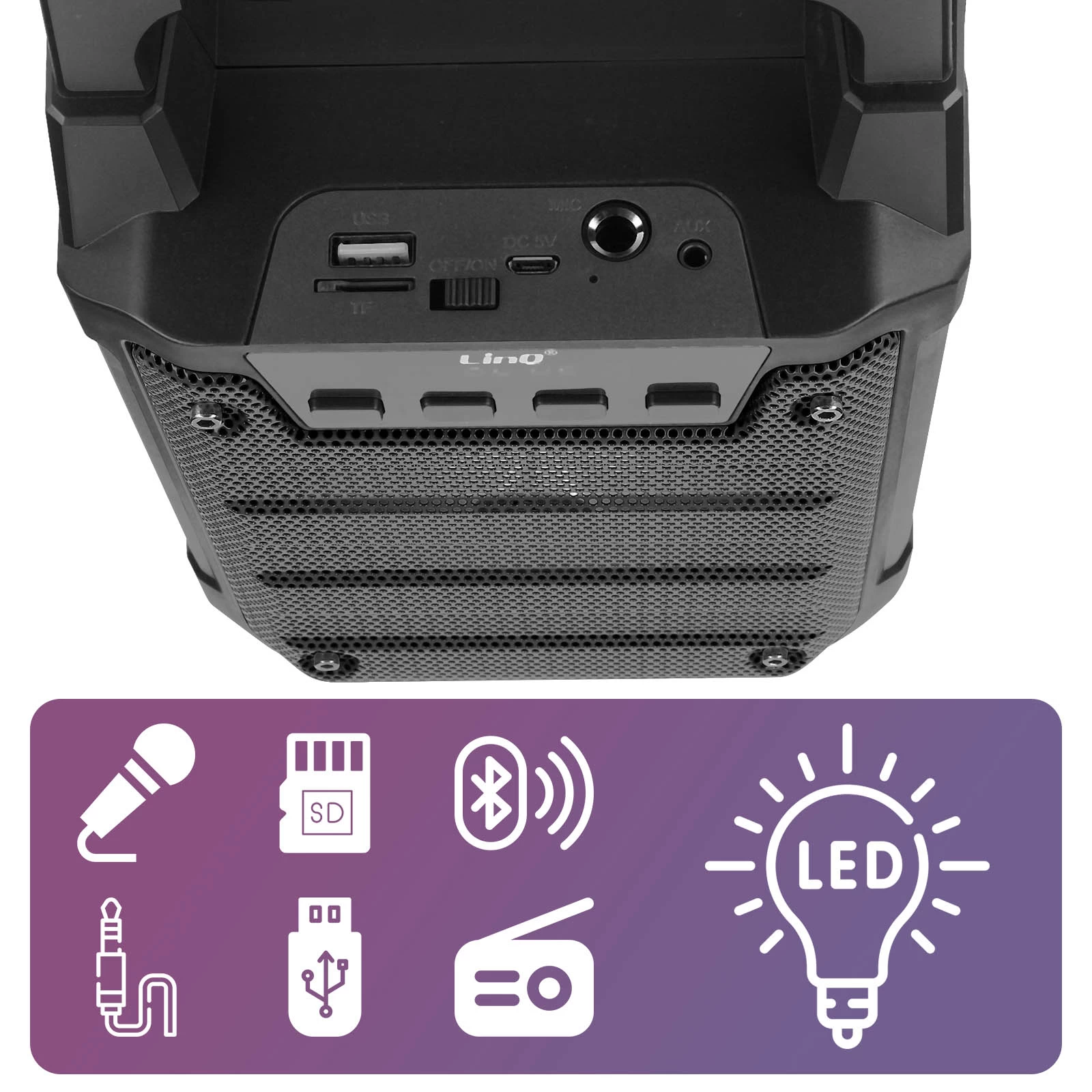 Enceinte Lumineuse Bluetooth, Compatible Micro, LinQ - Gris 9 Enceinte Lumineuse Bluetooth, Compatible Micro, LinQ - Gris – Image 7