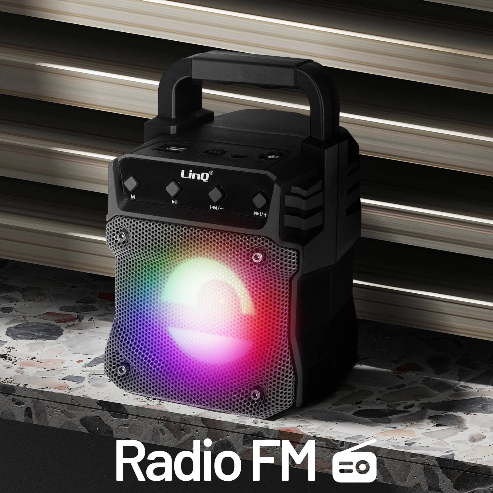 Enceinte Lumineuse Bluetooth, Design Compact Et Portable, LinQ - Noir 8 Enceinte Lumineuse Bluetooth, Design Compact Et Portable, LinQ - Noir – Image 6