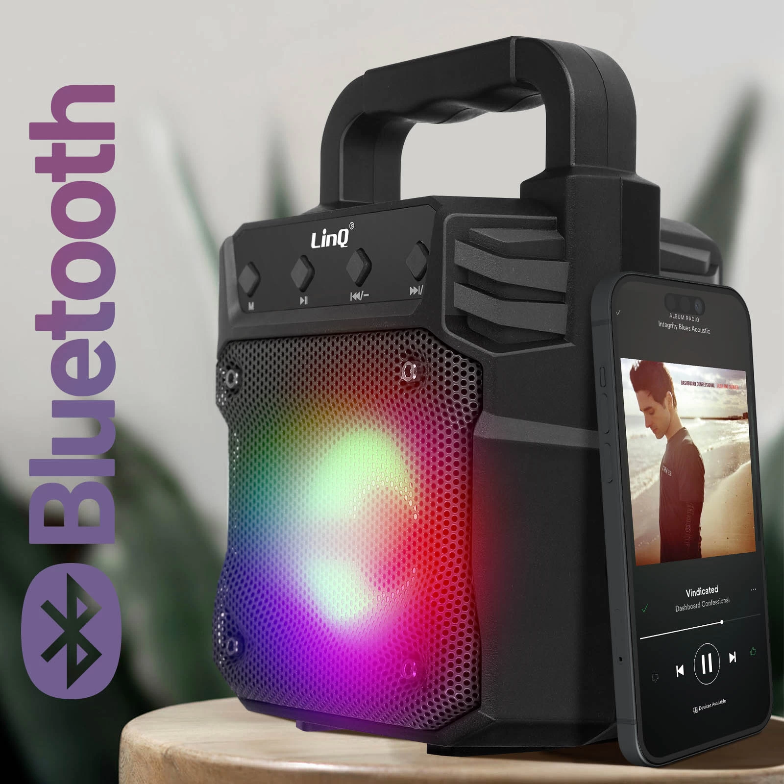 Enceinte Lumineuse Bluetooth, Design Compact Et Portable, LinQ - Noir 5 Enceinte Lumineuse Bluetooth, Design Compact Et Portable, LinQ - Noir – Image 3