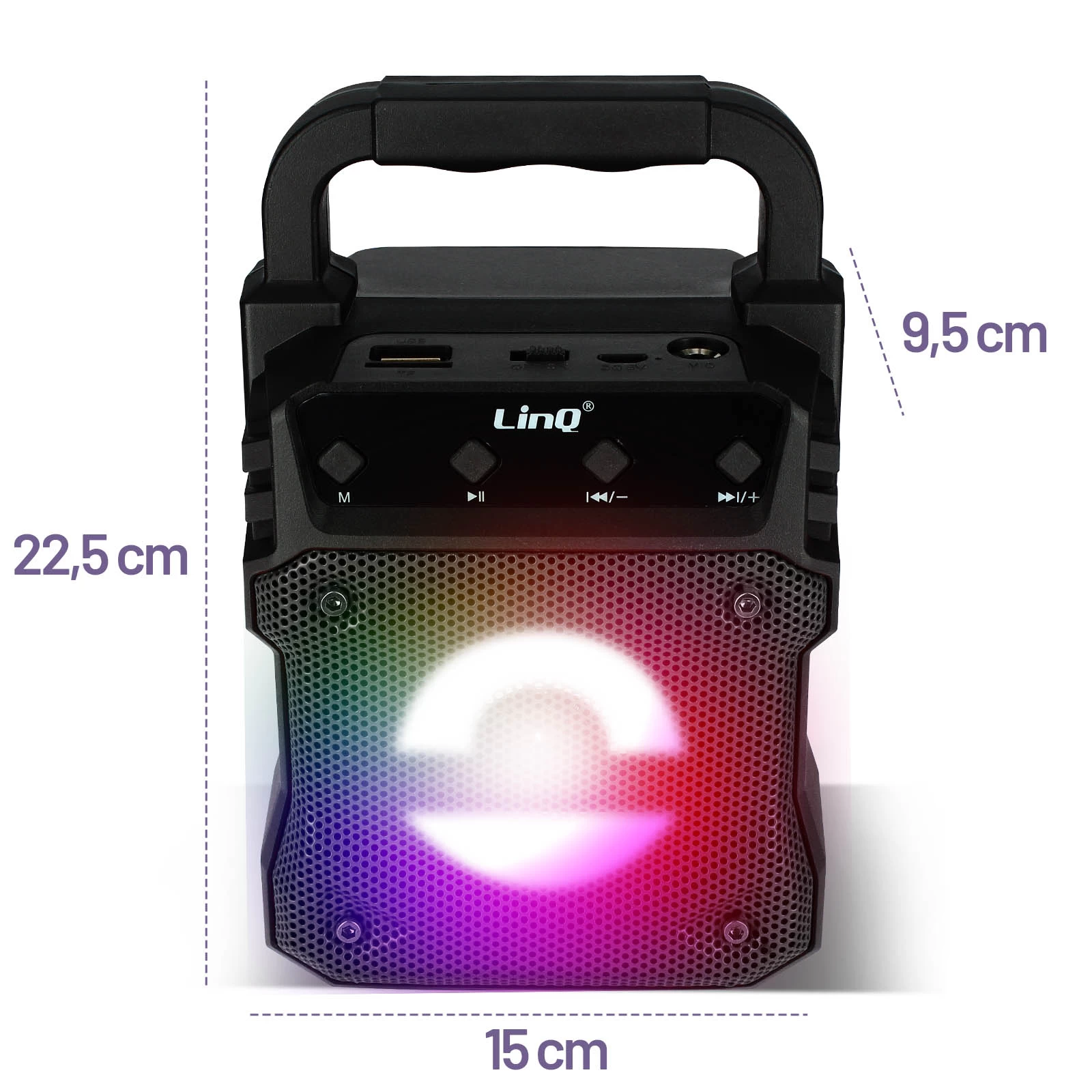 Enceinte Lumineuse Bluetooth, Design Compact Et Portable, LinQ - Noir 9 Enceinte Lumineuse Bluetooth, Design Compact Et Portable, LinQ - Noir – Image 7