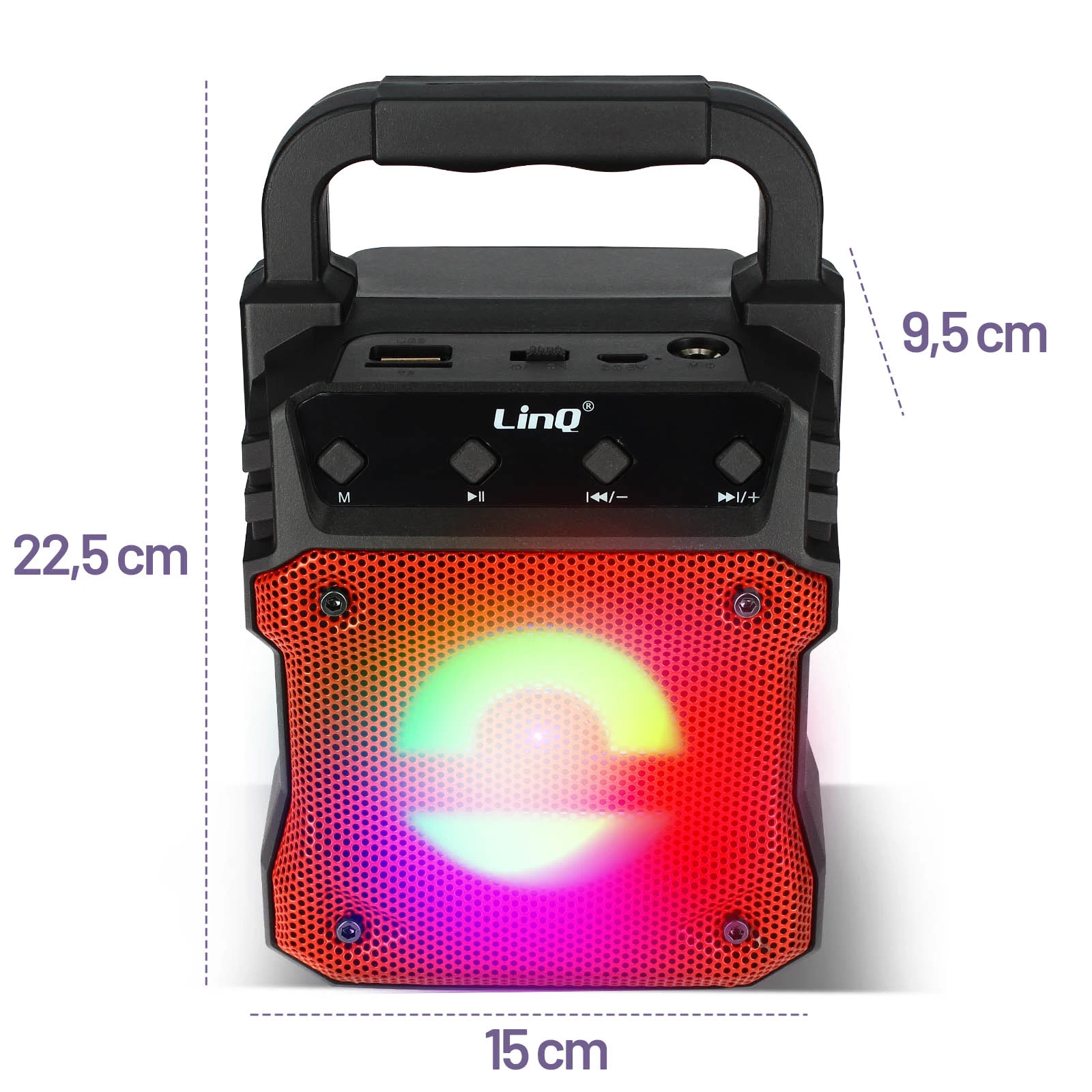 Enceinte Lumineuse Bluetooth, Design Compact Et Portable, LinQ - Rouge 9 Enceinte Lumineuse Bluetooth, Design Compact Et Portable, LinQ - Rouge – Image 7