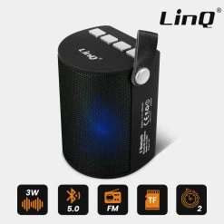 Enceinte Sans-fil Portable Bluetooth, LED Multicolore, Radio FM, Lecteur USB / Micro SD, LinQ - Noir