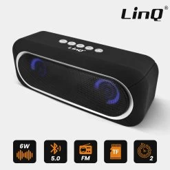 Enceinte Bluetooth Sans-fil, Radio FM à LED, Son Stéréo Puissant 6W LinQ - Noir