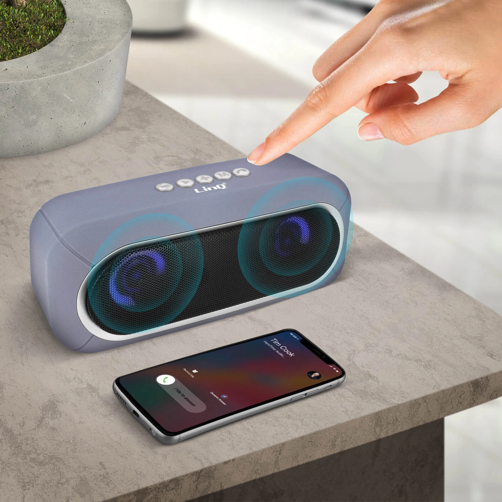 Enceinte Bluetooth Sans-fil, Son De Qualité 3W X 2 / LED RVB, LinQ - Gris 9 Enceinte Bluetooth Sans-fil, Son De Qualité 3W X 2 / LED RVB, LinQ - Gris – Image 7