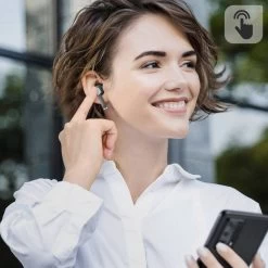 Écouteurs Bluetooth Sans-fil Avec Boitier De Charge, 4Smarts Pebble Series - Gris Foncé -Musique recherchée. tws 4sma gy 4