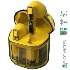 Écouteurs Sans Fil Bluetooth étanche IPX4 Autonomie 25H, 4Smarts SkyBuds Lucid - Jaune