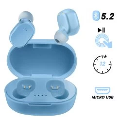 Écouteurs Sans Fil Bluetooth 5.2 Avec Boîtier De Charge Et Autonomie 12 Heures - Bleu