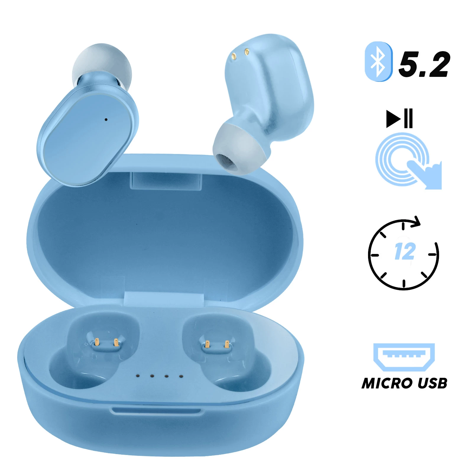 Écouteurs Sans Fil Bluetooth 5.2 Avec Boîtier De Charge Et Autonomie 12 Heures - Bleu 2 Écouteurs Sans Fil Bluetooth 5.2 Avec Boîtier De Charge Et Autonomie 12 Heures - Bleu