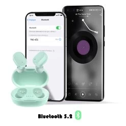 Écouteurs Sans Fil Bluetooth 5.2 Avec Boîtier De Charge Et Autonomie 12 Heures - Vert -Musique recherchée. tws a6s gn 4