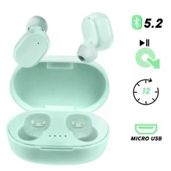 Écouteurs Sans Fil Bluetooth 5.2 Avec Boîtier De Charge Et Autonomie 12 Heures - Vert