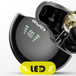 Écouteurs Bluetooth 5.3 Avec Boîtier De Charge Et Contrôle Tactile, Mode Gaming, Awei - Noir -Musique recherchée. tws awei t12p dv2 10