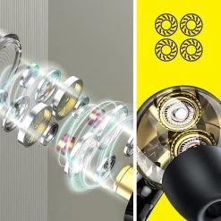 Écouteurs Bluetooth 5.3 Avec Boîtier De Charge Et Contrôle Tactile, Mode Gaming, Awei - Noir -Musique recherchée. tws awei t12p dv2 4