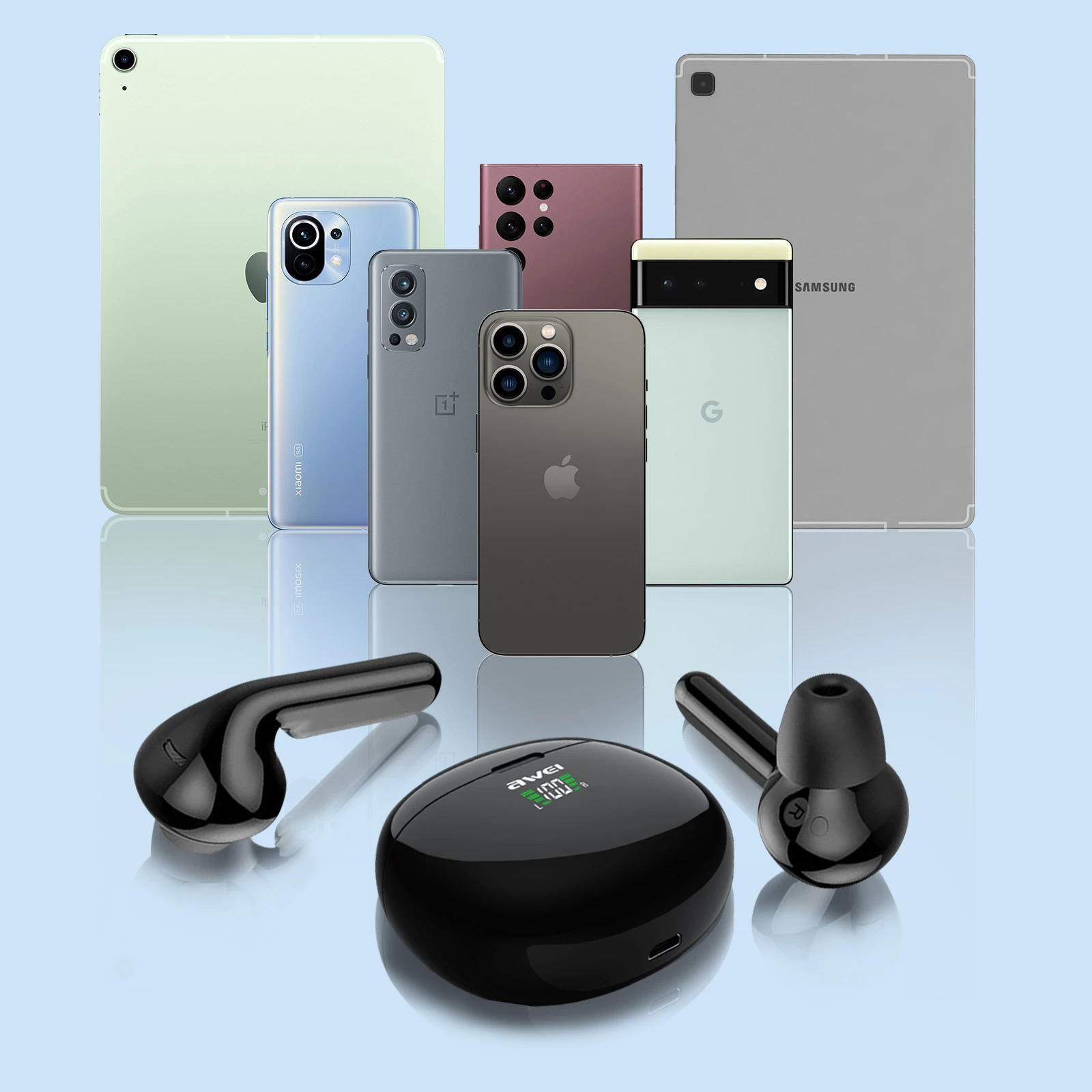 Écouteurs Sans Fil, Étui Avec Affichage LED, Contrôle Tactile et Micro Avec Réduction De Bruit, Awei - Noir 7 Écouteurs Sans Fil, Étui Avec Affichage LED, Contrôle Tactile et Micro Avec Réduction De Bruit, Awei - Noir – Image 5