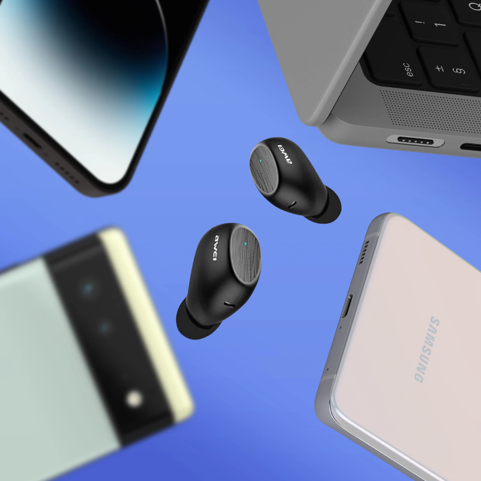 Écouteurs Sans Fil, Port Ergonomique Avec Étui De Charge Design, Awei - Noir 8 Écouteurs Sans Fil, Port Ergonomique Avec Étui De Charge Design, Awei - Noir – Image 6