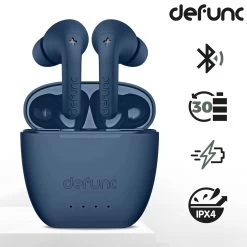 Écouteurs Sans-fil Intra-auriculaires, Bluetooth 5.3 Autonomie Totale 30 Heures, Defunc True Audio - Bleu Marine