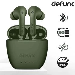 Écouteurs Sans-fil Intra-auriculaires, Bluetooth 5.3 Autonomie Totale 30 Heures, Defunc True Audio - Vert Kaki