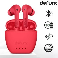 Musique recherchée. 27 Écouteurs Sans-fil Intra-auriculaires, Bluetooth 5.3 Autonomie Totale 30 Heures, Defunc True Audio - Rouge