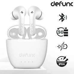 Écouteurs Sans-fil Intra-auriculaires, Bluetooth 5.3 Autonomie Totale 30 Heures, Defunc True Audio - Blanc