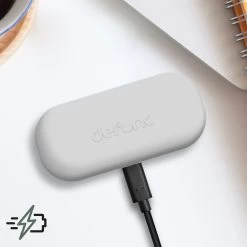 Écouteurs Bluetooth Sport Defunc IPX5, Fixation Oreille, Contrôle Tactile Et Boîtier De Charge - Gris -Musique recherchée. tws dfc sp gy 9