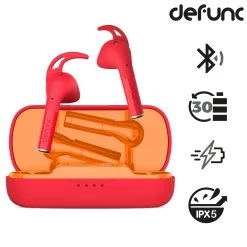 Écouteurs Sport Sans-fil Résistants à L'eau IPX5, Autonomie Totale 30 Heures, Defunc True Sport - Rouge