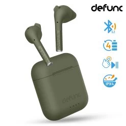 Musique recherchée. 17 Écouteurs Bluetooth Defunc IPX4, Réducteur De Bruit Contrôle Tactile Et Boîtier De Charge - Vert