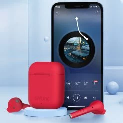 Écouteurs Bluetooth Defunc IPX4, Réducteur De Bruit Contrôle Tactile Et Boîtier De Charge - Rouge -Musique recherchée. tws dfc talk rd 6