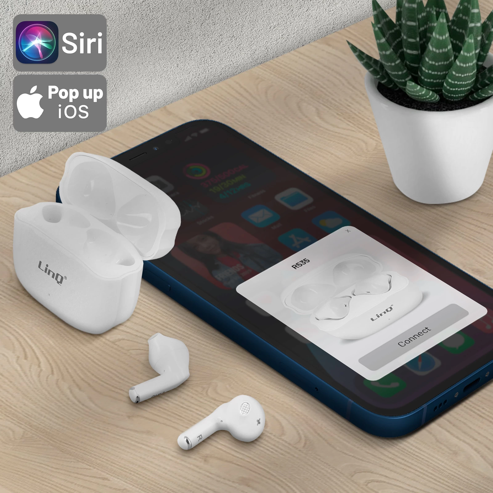 Ecouteurs Bluetooth Sans Fil, Contrôle Tactile, 15h D'autonomie Avec Boîtier De Charge, Linq - Blanc 5 Ecouteurs Bluetooth Sans Fil, Contrôle Tactile, 15h D'autonomie Avec Boîtier De Charge, Linq - Blanc – Image 3