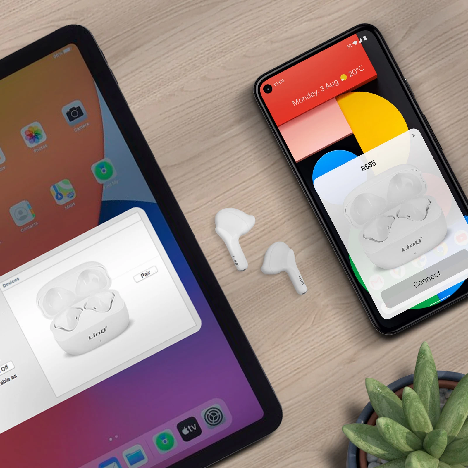 Ecouteurs Bluetooth Sans Fil, Contrôle Tactile, 15h D'autonomie Avec Boîtier De Charge, Linq - Blanc 8 Ecouteurs Bluetooth Sans Fil, Contrôle Tactile, 15h D'autonomie Avec Boîtier De Charge, Linq - Blanc – Image 6