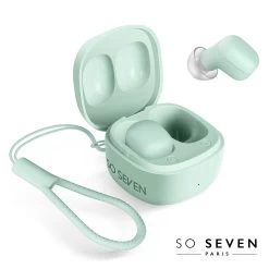 Écouteurs Bluetooth 5.3, So Seven Vert Menthe - Design Ultra Compact