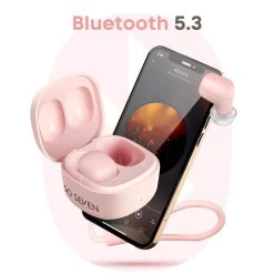 Écouteurs Bluetooth 5.3, So Seven Rose - Design Ultra Compact -Musique recherchée. tws so7 pk 3