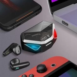 Ecouteurs Gaming RGB Bluetooth 5.2 Boitier De Charge Affichage LED Modèle Y-04 - Noir -Musique recherchée. tws y04 bk 8